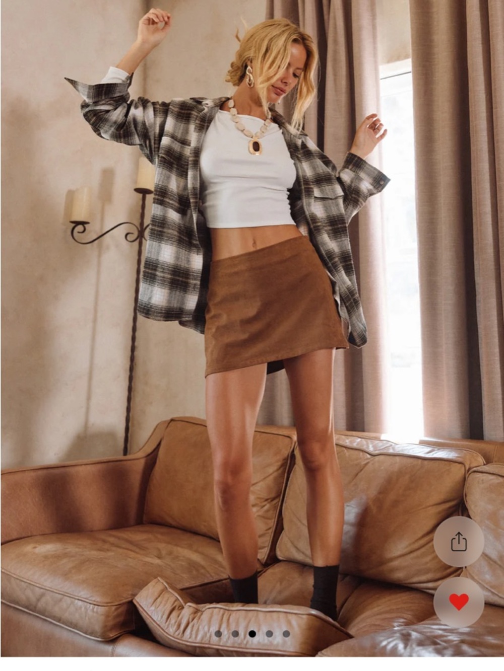 Brown Suede Mini Skirt— Women - Picture 3 of 6